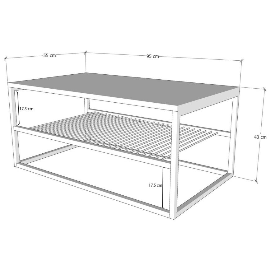 Mesa de centro ASUDE 43x95 cm blanco/negro