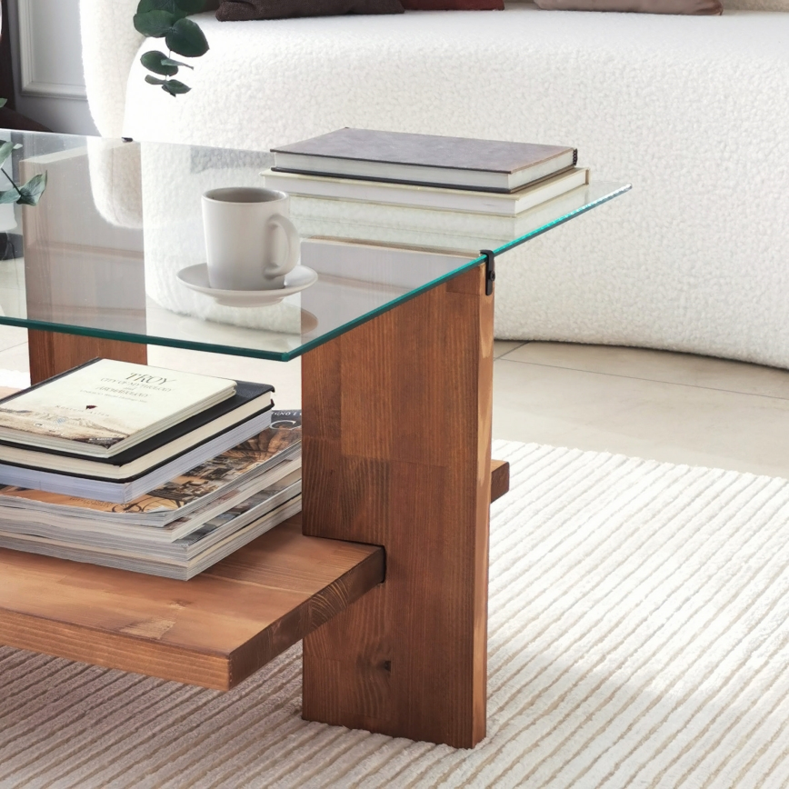 Mesa de centro BABYLON 40x105 cm marrón/transparente