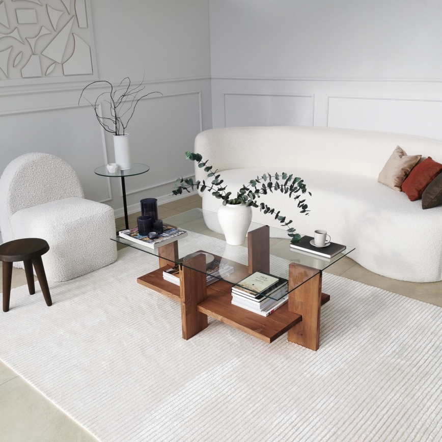 Mesa de centro BABYLON 40x105 cm marrón/transparente