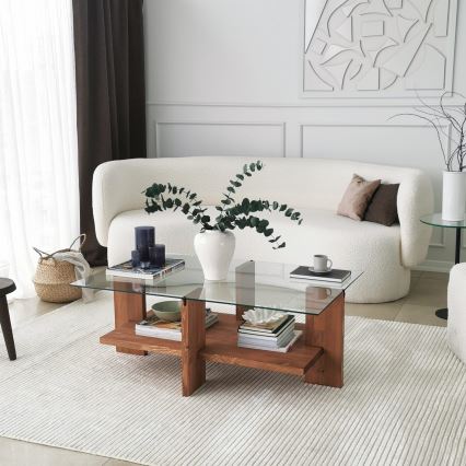 Mesa de centro BABYLON 40x105 cm marrón/transparente