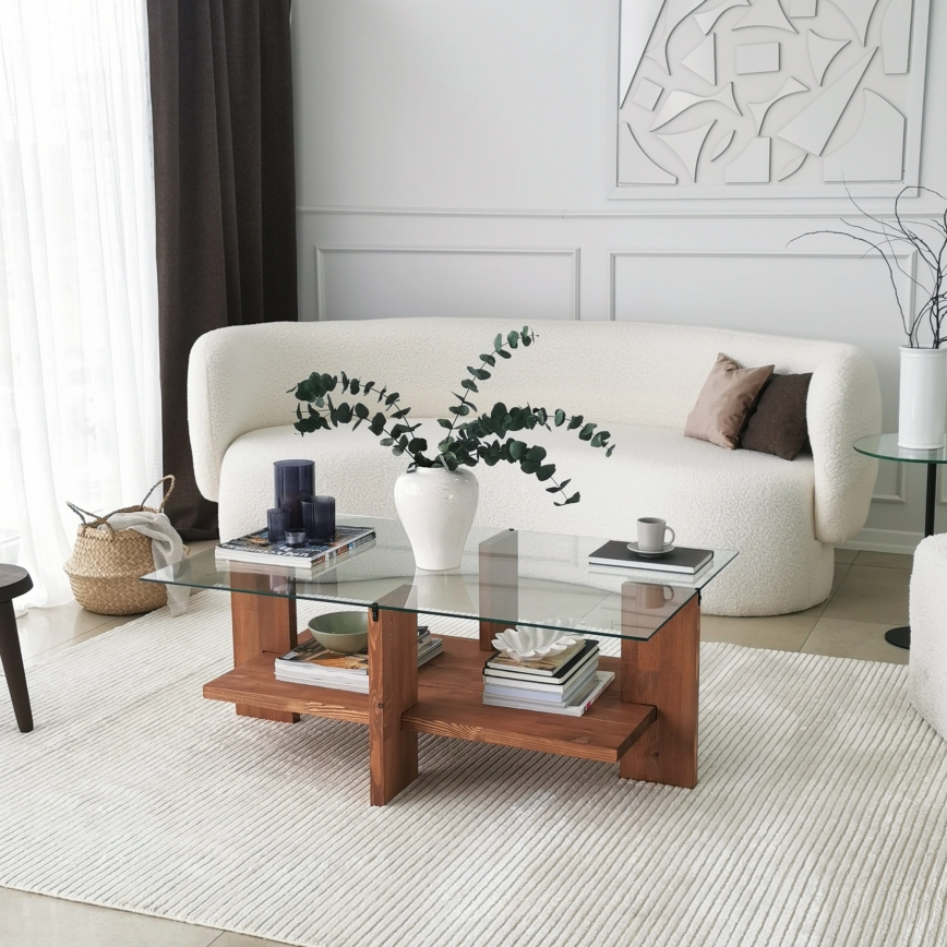 Mesa de centro BABYLON 40x105 cm marrón/transparente