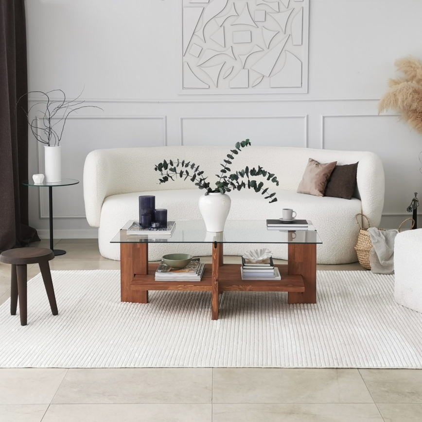 Mesa de centro BABYLON 40x105 cm marrón/transparente