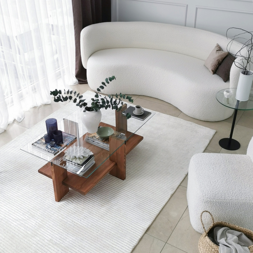Mesa de centro BABYLON 40x105 cm marrón/transparente
