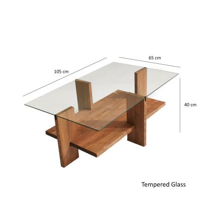 Mesa de centro BABYLON 40x105 cm marrón/transparente