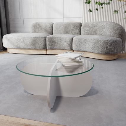 Mesa de centro BUBBLE 35x75 cm blanco/transparente
