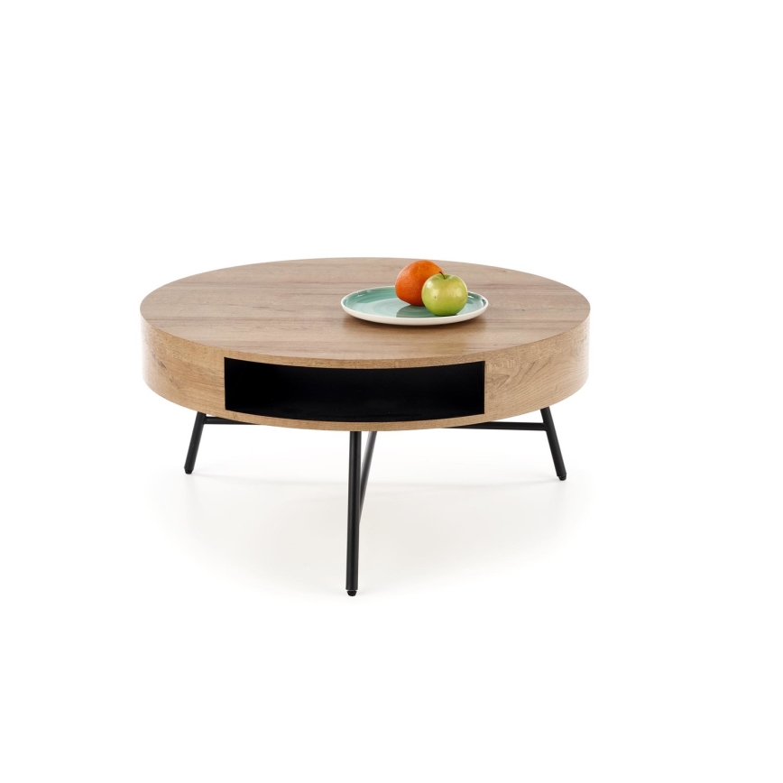 Mesa de centro CAMILA 41x80 cm dorado roble/negro