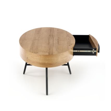 Mesa de centro con cajón CAROLINA 41x120 cm dorado roble/negro