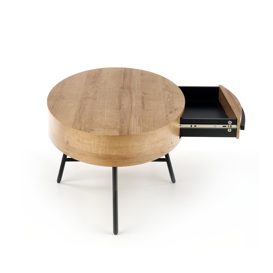 Mesa de centro con cajón CAROLINA 41x120 cm dorado roble/negro