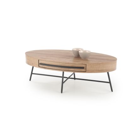Mesa de centro con cajón CAROLINA 41x120 cm dorado roble/negro