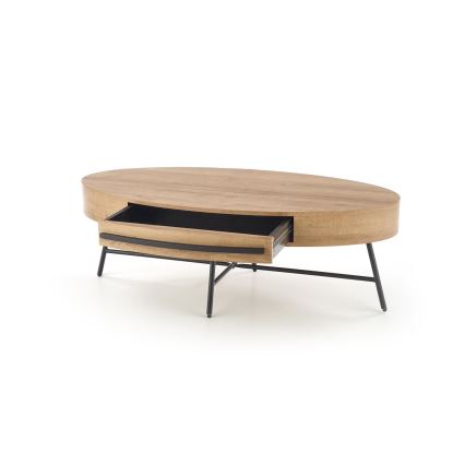 Mesa de centro con cajón CAROLINA 41x120 cm dorado roble/negro