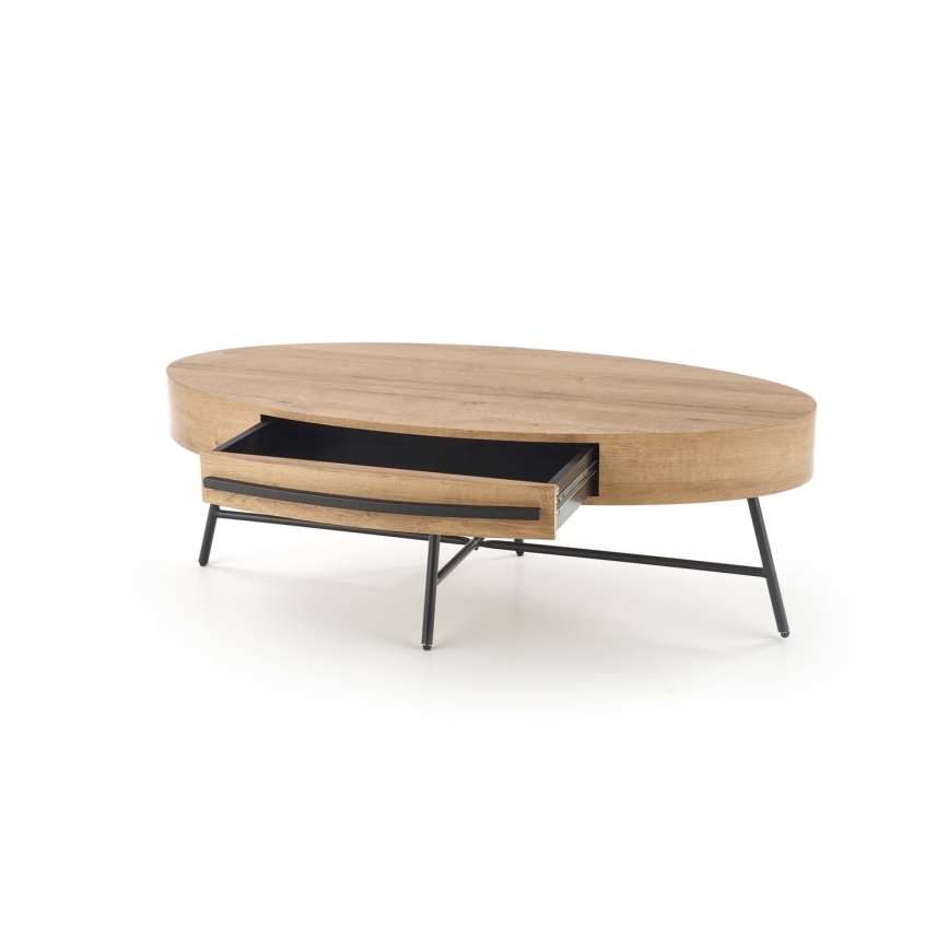 Mesa de centro con cajón CAROLINA 41x120 cm dorado roble/negro