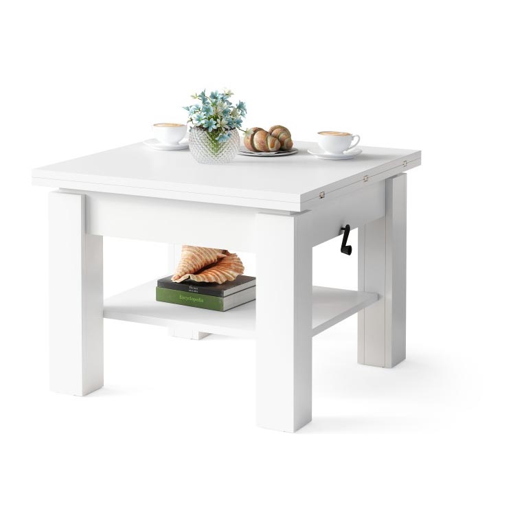 Mesa de centro/comedor plegable con tablero elevable CALEB blanco