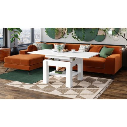 Mesa de centro/comedor plegable con tablero elevable CALEB blanco