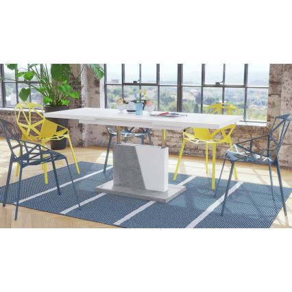 Mesa de centro/comedor plegable con tablero elevable NINO blanco/gris concreto