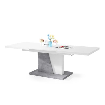 Mesa de centro/comedor plegable con tablero elevable NINO blanco/gris concreto