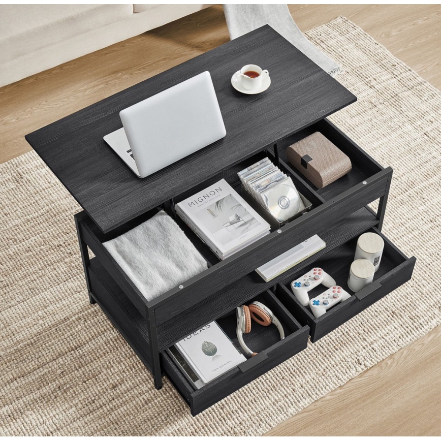 Mesa de centro con tablero elevable NYRO, color negro