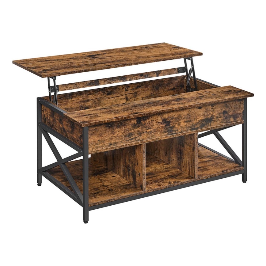 Mesa de centro con tablero elevable NYRO marrón/negro