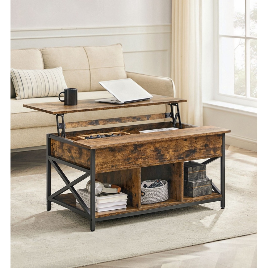 Mesa de centro con tablero elevable NYRO marrón/negro