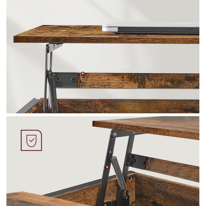 Mesa de centro con tablero elevable NYRO marrón/negro