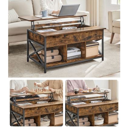 Mesa de centro con tablero elevable NYRO marrón/negro