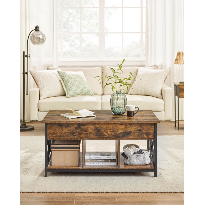 Mesa de centro con tablero elevable NYRO marrón/negro