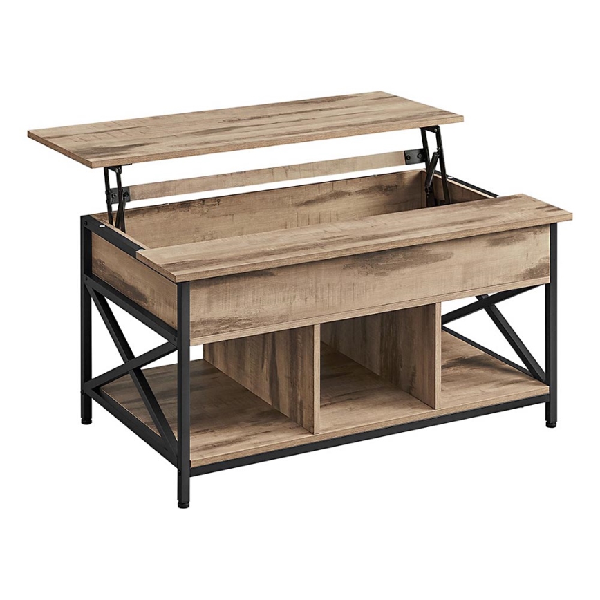 Mesa de centro con tablero elevable NYRO, marrón/negro