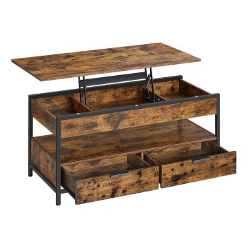 Mesa de centro con tablero elevable NYRO marrón/negro