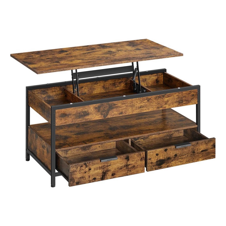 Mesa de centro con tablero elevable NYRO marrón/negro