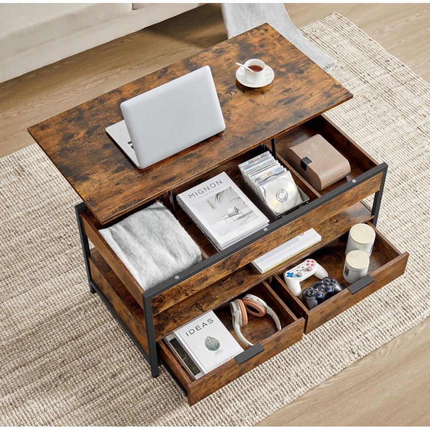 Mesa de centro con tablero elevable NYRO marrón/negro