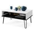 Mesa de centro con tapa elevable y balda HALIJA blanca/negra