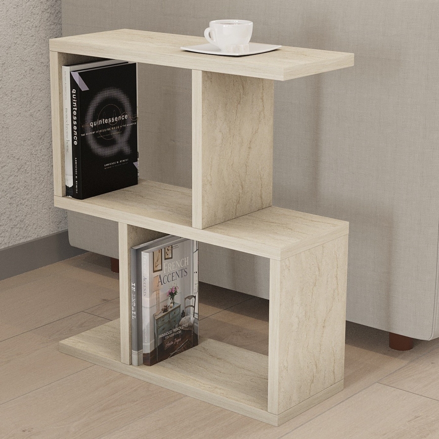 Mesa de centro CROS con acabado efecto mármol beige