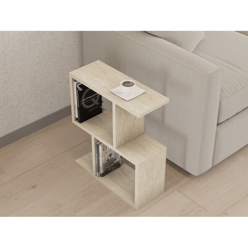Mesa de centro CROS con acabado efecto mármol beige