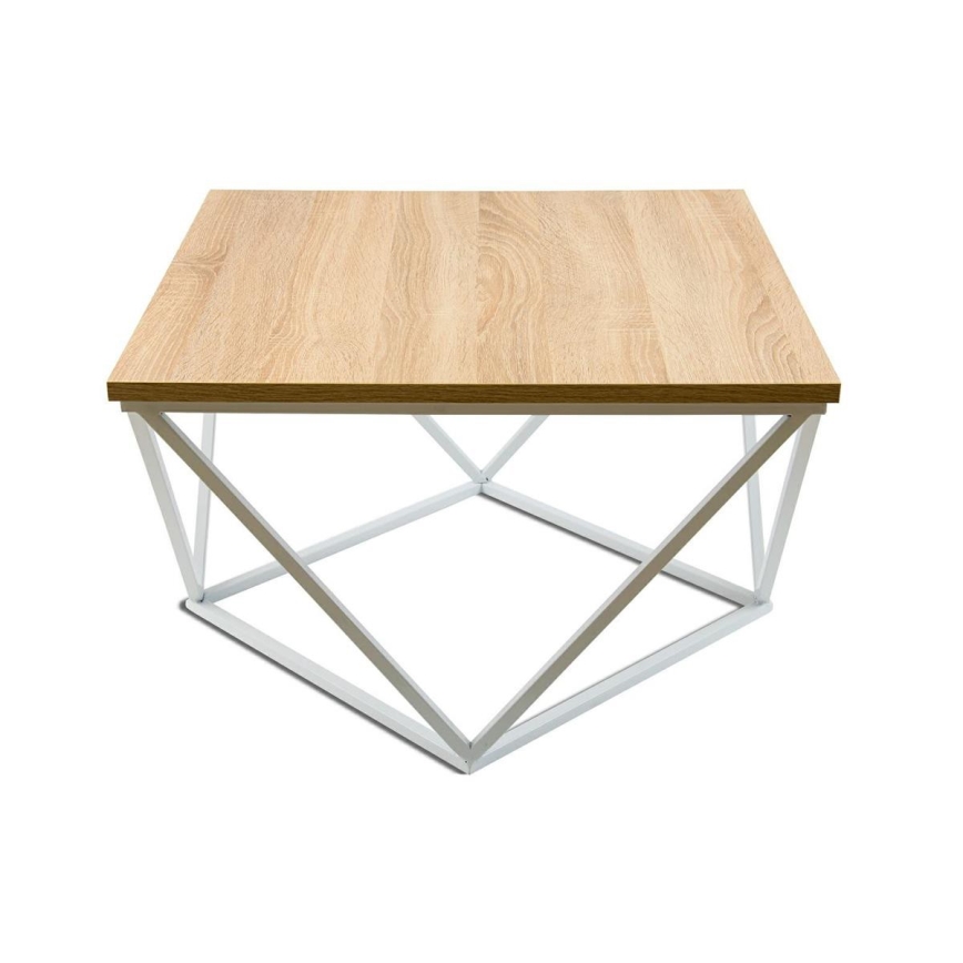 Mesa de centro CURVED 60x60 cm blanco/beige