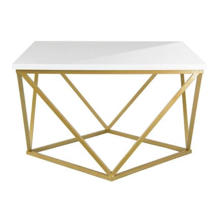 Mesa de centro CURVED 62x62 cm dorado/blanco