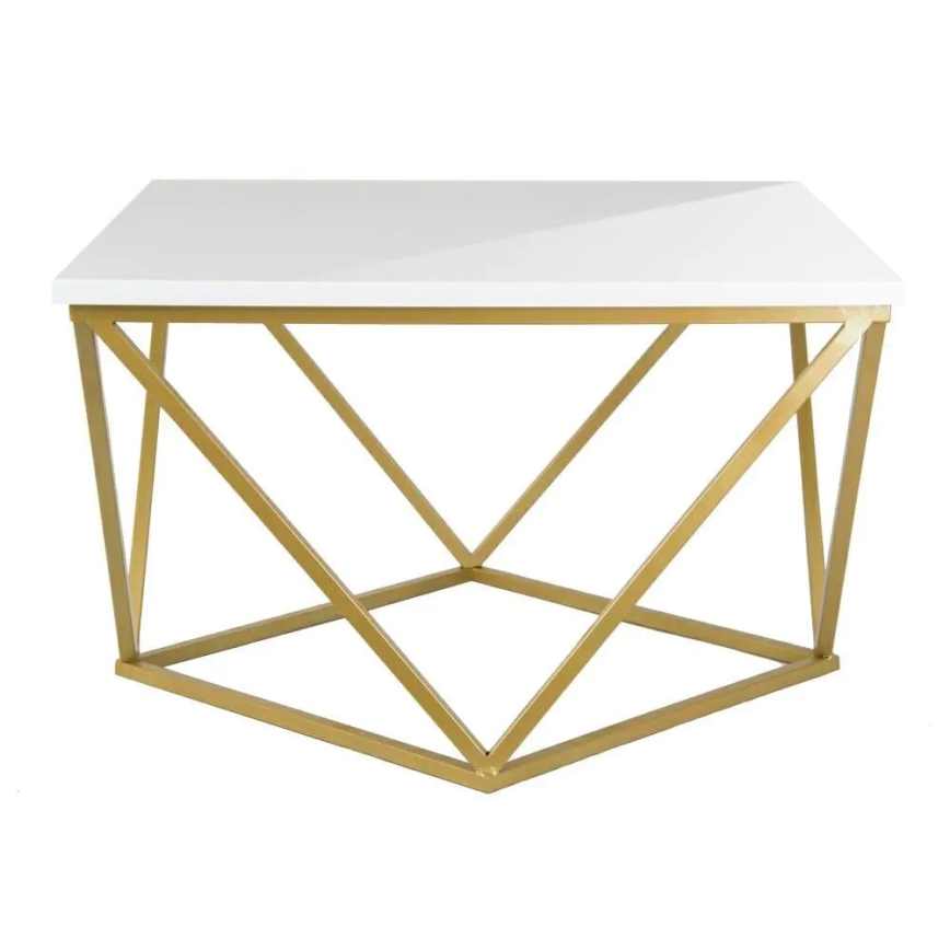 Mesa de centro CURVED 62x62 cm dorado/blanco
