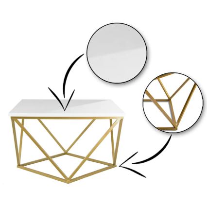 Mesa de centro CURVED 62x62 cm dorado/blanco