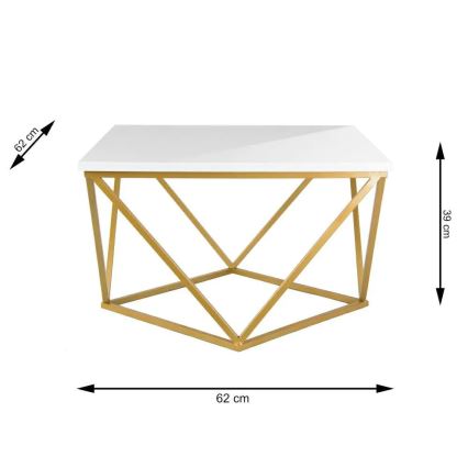 Mesa de centro CURVED 62x62 cm dorado/blanco