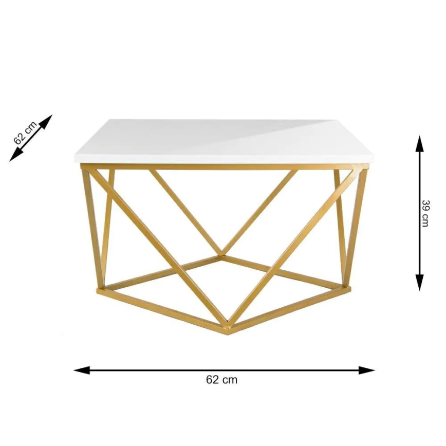Mesa de centro CURVED 62x62 cm dorado/blanco