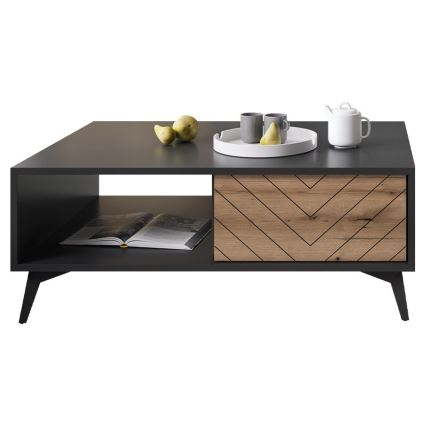 Mesa de centro DIAMOND 40x104 cm negro/roble evocar