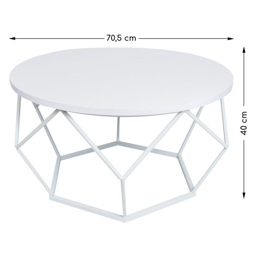 Mesa de centro DIAMOND 40x70 cm blanco