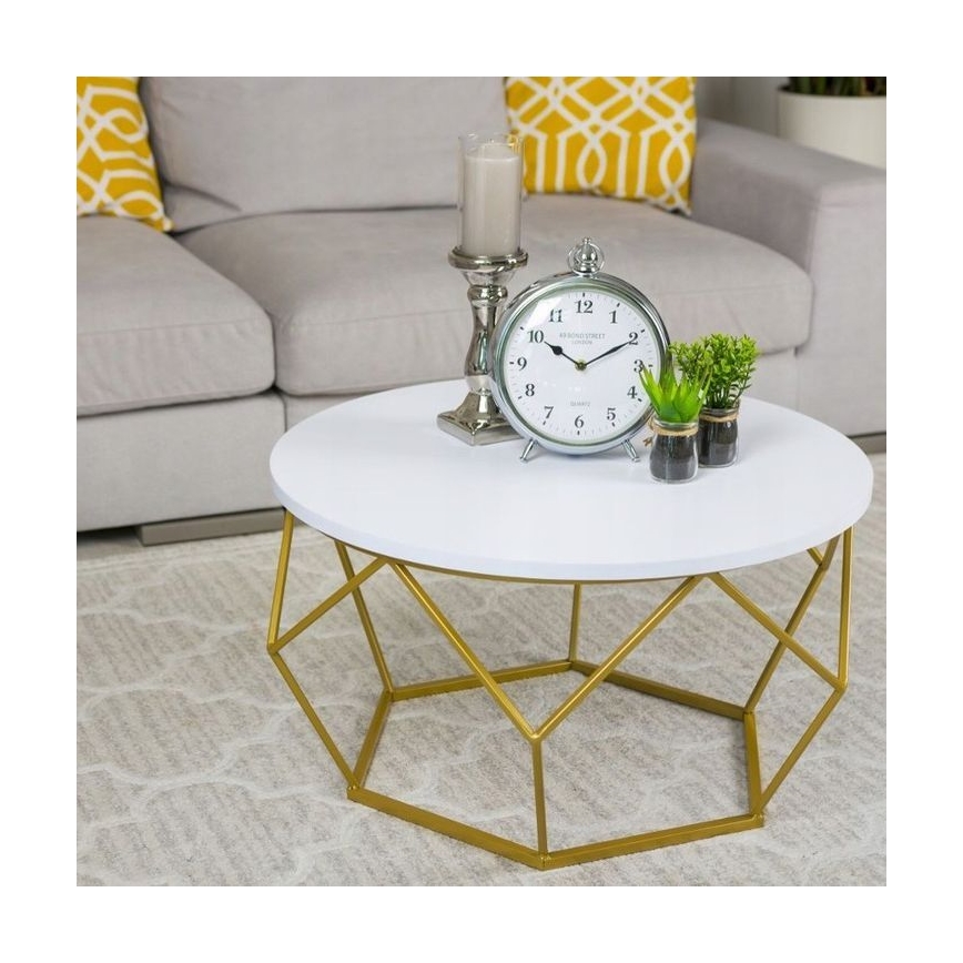 Mesa de centro DIAMOND 40x70 cm dorado/blanco