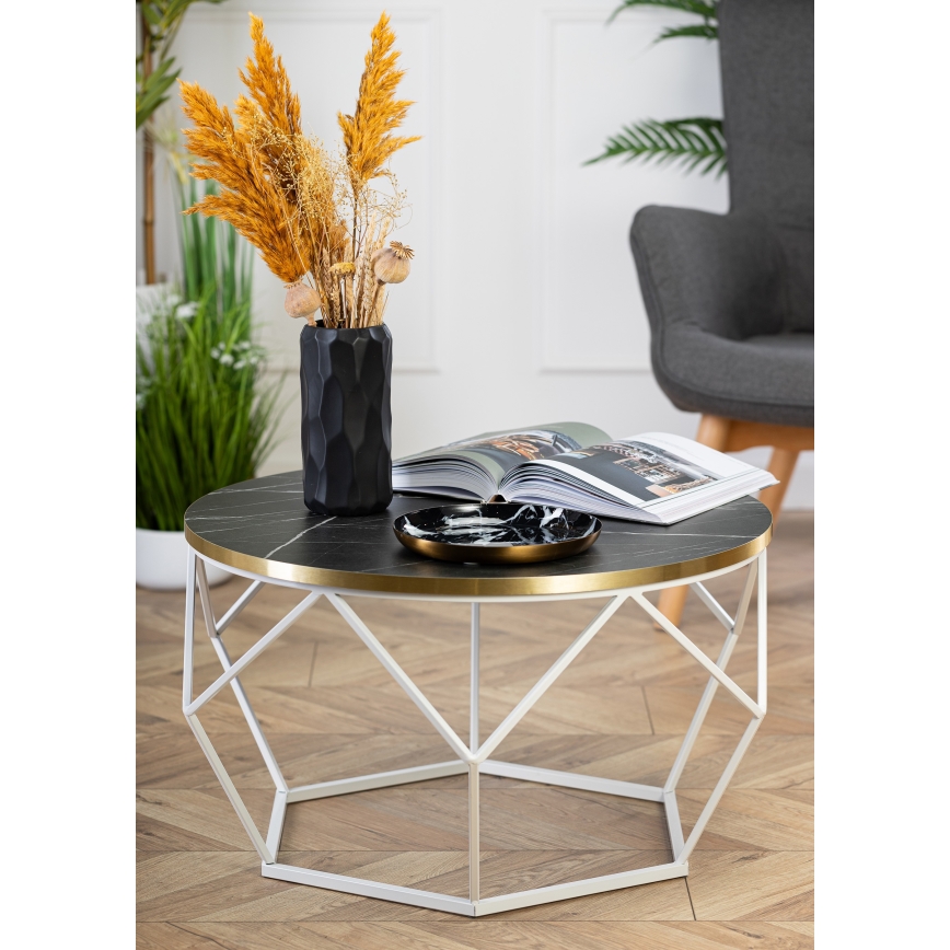 Mesa de centro DIAMOND 40x70 cm dorado/negro/blanco