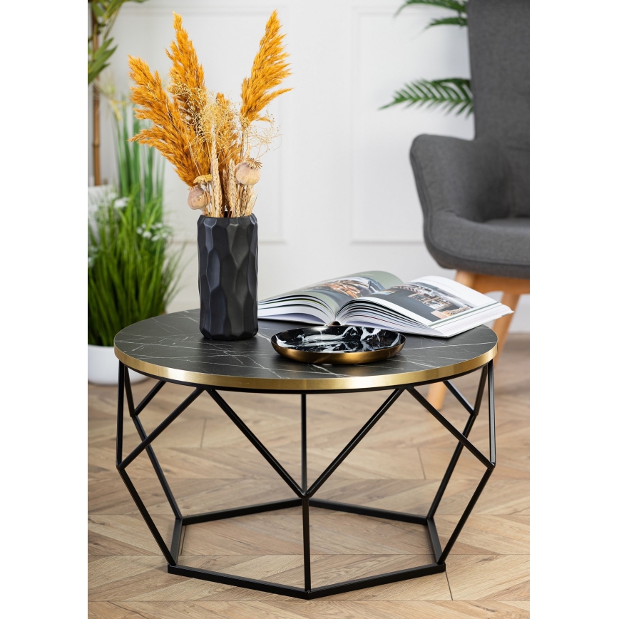 Mesa de centro DIAMOND 40x70 cm negro/dorado