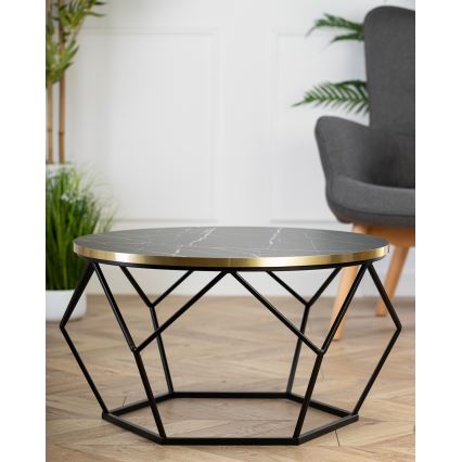 Mesa de centro DIAMOND 40x70 cm negro/dorado