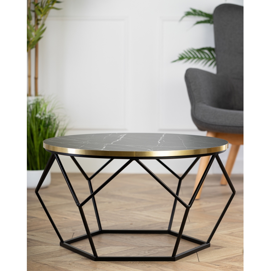 Mesa de centro DIAMOND 40x70 cm negro/dorado