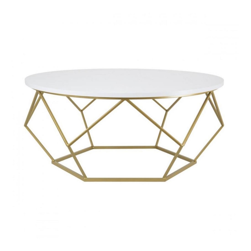 Mesa de centro DIAMOND 41,5x90 cm dorado/blanco