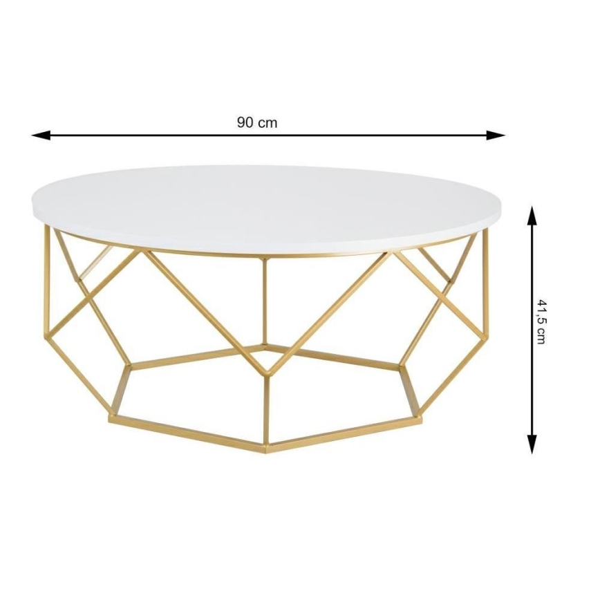 Mesa de centro DIAMOND 41,5x90 cm dorado/blanco