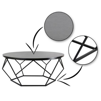 Mesa de centro DIAMOND 41,5x90 cm negro