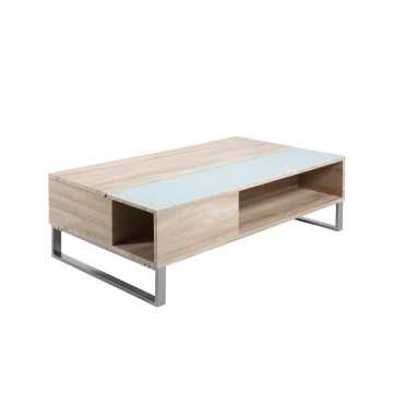 Mesa de centro ENZO con tapa elevable, 110 x 60 cm, blanco/roble Sonoma