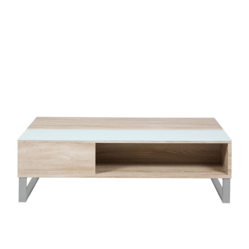 Mesa de centro ENZO con tapa elevable, 110 x 60 cm, blanco/roble Sonoma